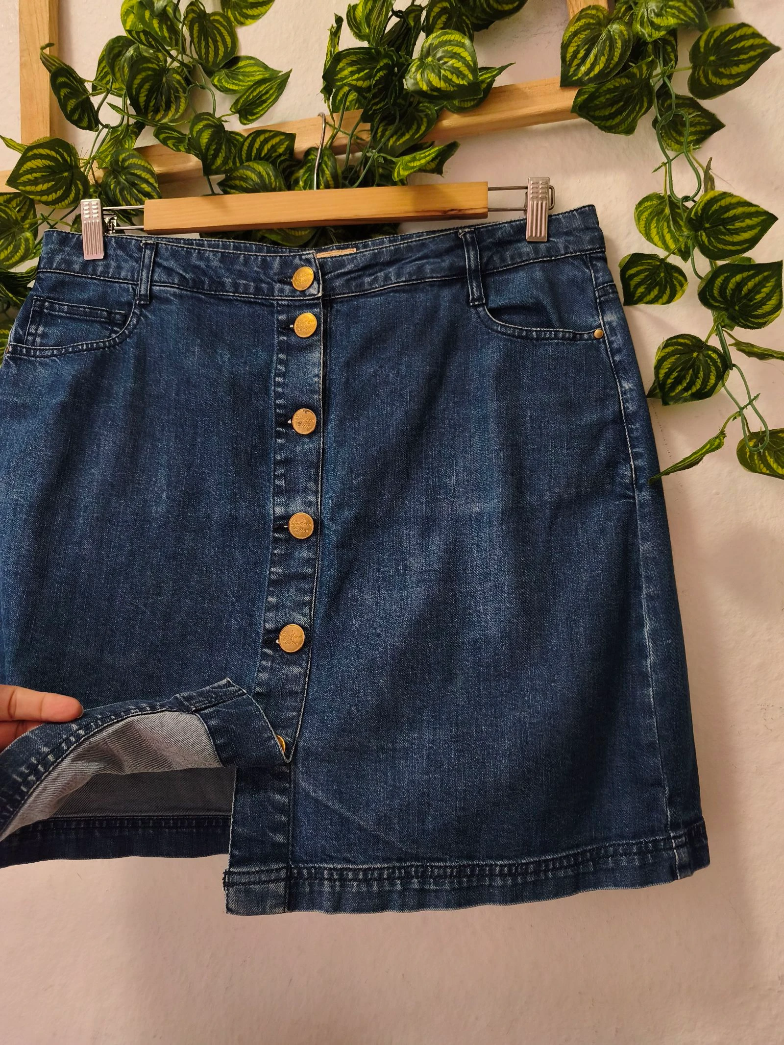 Minissaia Jeans Algodão Botões Tamanho 44 Southern Cotton – photo 2